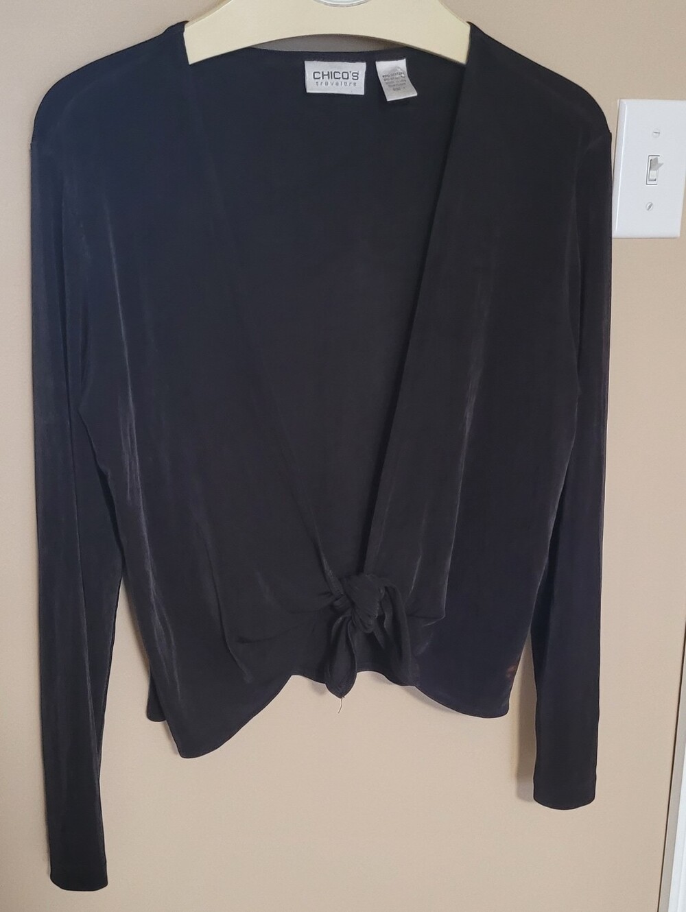 💚10 for $10💚 Bundle and save Chico's Black Tie-Front Long Sleeve Cardigan